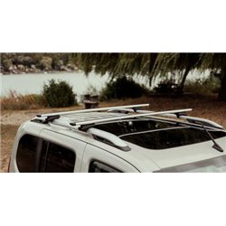 JEU DE 2 BARRES DE TOIT TRANSVERSALES - ALUMINIUM POUR VEHICULE AVEC BARRES LONGITUDINALES
